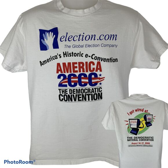 Vintage Democratic National Convention T Shirt Mens Large Y2Ks Politics White - Picture 1 of 9